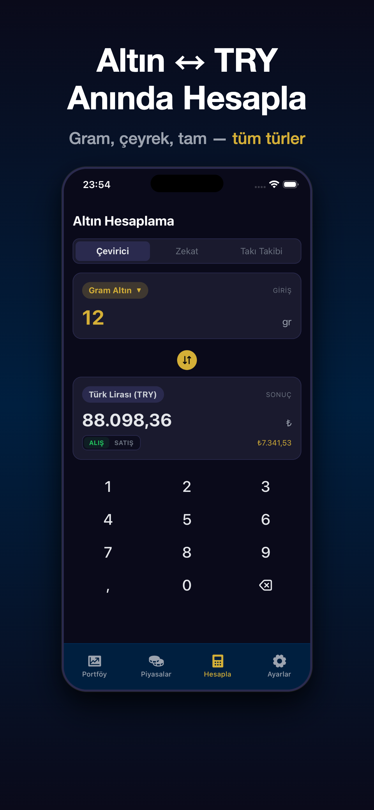 Çarşı - Altın Takibi Çevirici ekran görüntüsü — Altın ↔ TRY Anında Hesapla