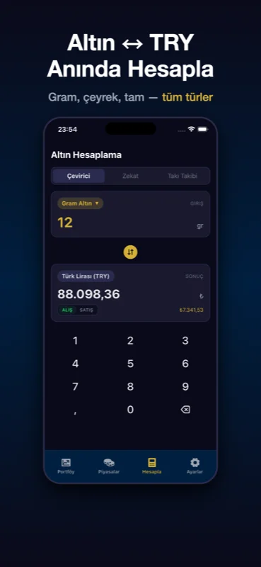 Çarşı - Altın Takibi Çevirici ekran görüntüsü — Altın ↔ TRY Anında Hesapla