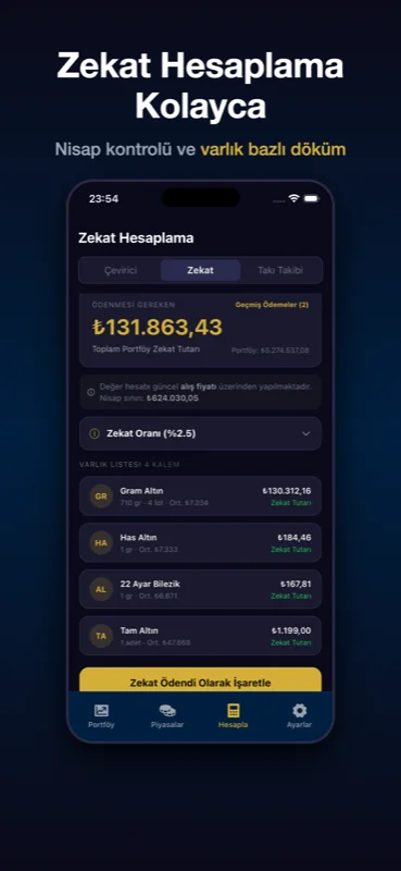 Çarşı - Altın Takibi Zekat Hesaplama ekran görüntüsü — Zekat Hesaplama Kolayca